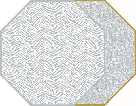 TWO SIDED ZEBRA AND DOT FAN OCTAGONAL PLACEMAT 15.25" X 15.25"