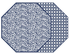 TWO SIDED ZEBRA AND DOT FAN OCTAGONAL PLACEMAT 15.25" X 15.25"