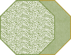 TWO SIDED ZEBRA AND DOT FAN OCTAGONAL PLACEMAT 15.25" X 15.25"